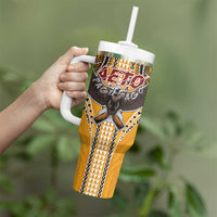 American Samoa Pago Pago Aeto Tumbler With Handle Bald Eagle with Polynesian Art Tattoos LT03 - Polynesian Pride