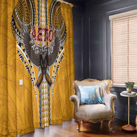 American Samoa Pago Pago Aeto Window Curtain Bald Eagle with Polynesian Art Tattoos LT03 - Polynesian Pride