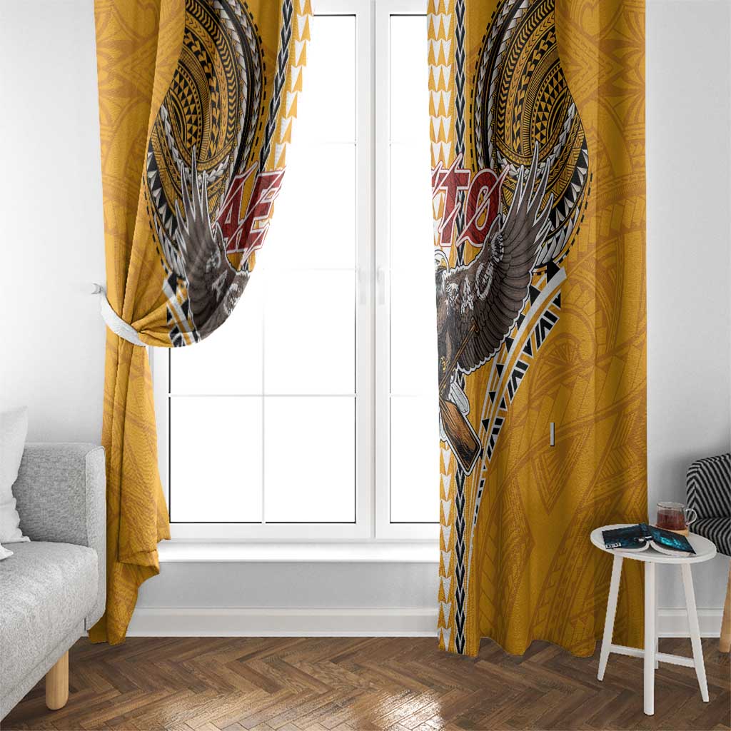American Samoa Pago Pago Aeto Window Curtain Bald Eagle with Polynesian Art Tattoos LT03 - Polynesian Pride
