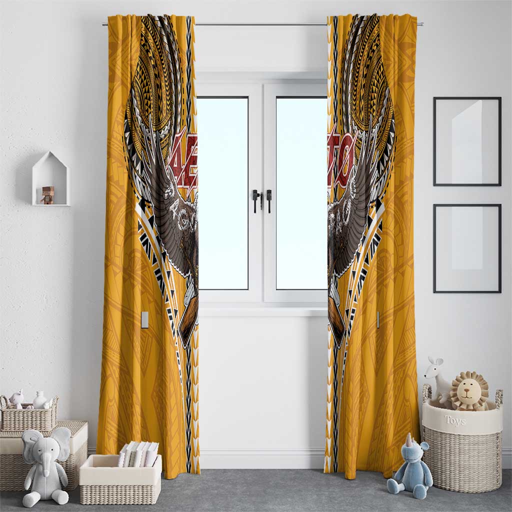 American Samoa Pago Pago Aeto Window Curtain Bald Eagle with Polynesian Art Tattoos LT03 - Polynesian Pride
