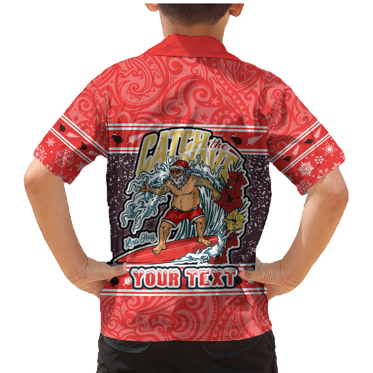 Custom New Zealand Christmas Family Matching Mermaid Dress and Hawaiian Shirt Santa Catch The Wave Maori Pattern Retro Style LT03 - Polynesian Pride