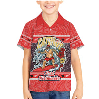 Custom New Zealand Christmas Family Matching Mermaid Dress and Hawaiian Shirt Santa Catch The Wave Maori Pattern Retro Style LT03 Son's Shirt Red - Polynesian Pride