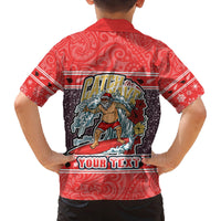 Custom New Zealand Christmas Family Matching Off Shoulder Short Dress and Hawaiian Shirt Santa Catch The Wave Maori Pattern Retro Style LT03 - Polynesian Pride
