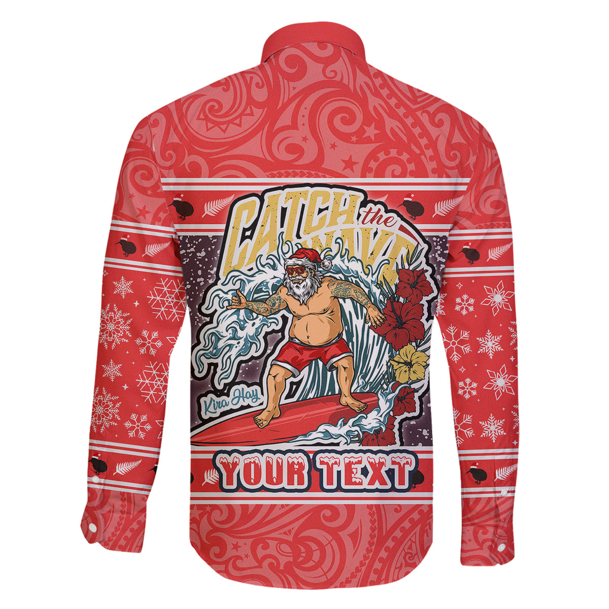 Custom New Zealand Christmas Family Matching Summer Maxi Dress and Hawaiian Shirt Santa Catch The Wave Maori Pattern Retro Style LT03 - Polynesian Pride