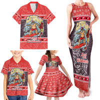 Custom New Zealand Christmas Family Matching Tank Maxi Dress and Hawaiian Shirt Santa Catch The Wave Maori Pattern Retro Style LT03 - Polynesian Pride
