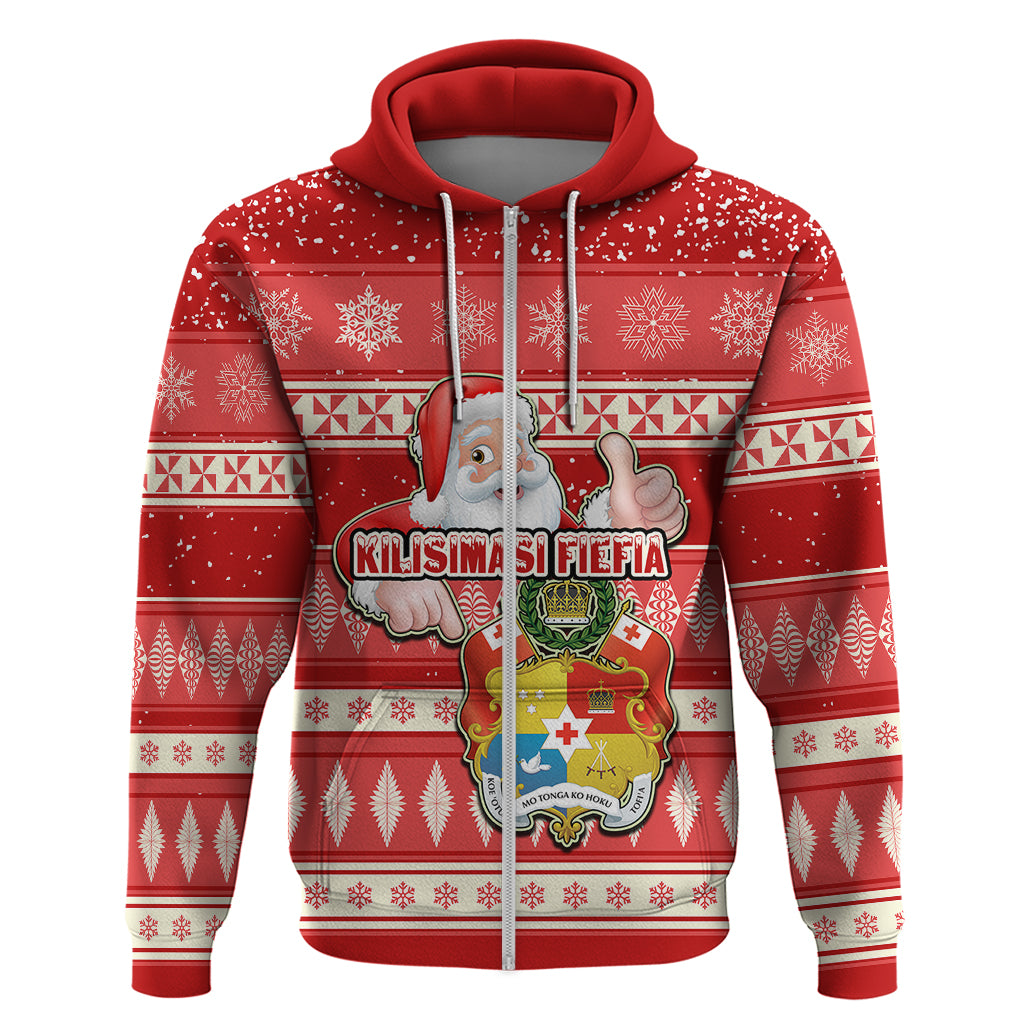 Tonga Christmas Hoodie The Santa Coat of Arms with Ngatu and Snow Pattern LT03 - Polynesian Pride