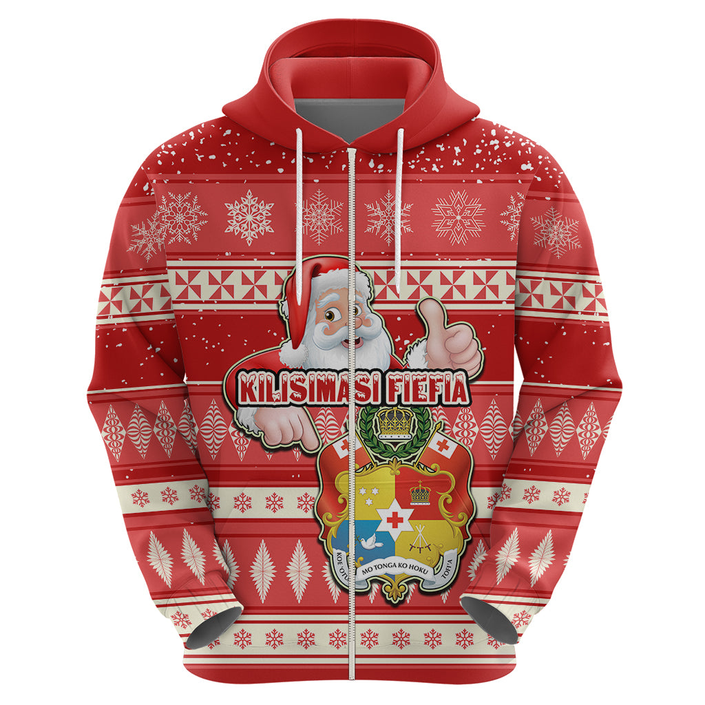 Tonga Christmas Hoodie The Santa Coat of Arms with Ngatu and Snow Pattern LT03 - Polynesian Pride