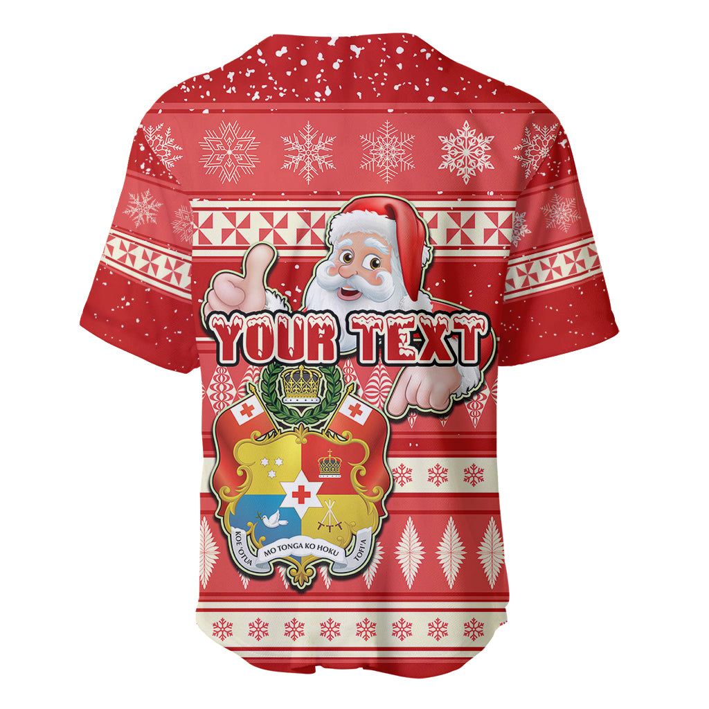 Custom Tonga Christmas Baseball Jersey The Santa Coat of Arms with Ngatu and Snow Pattern LT03 - Polynesian Pride