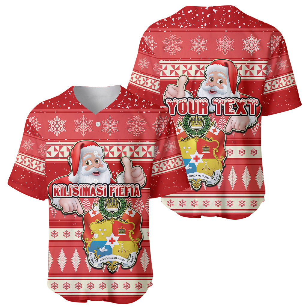 Custom Tonga Christmas Baseball Jersey The Santa Coat of Arms with Ngatu and Snow Pattern LT03 - Polynesian Pride