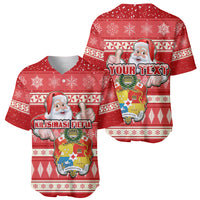 Custom Tonga Christmas Baseball Jersey The Santa Coat of Arms with Ngatu and Snow Pattern LT03 - Polynesian Pride