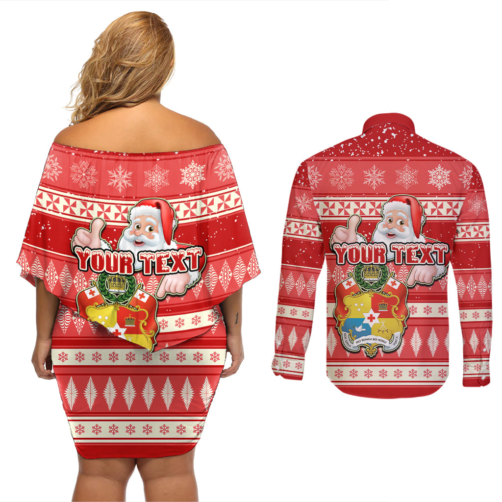 custom-tonga-christmas-couples-matching-off-shoulder-short-dress-and-long-sleeve-button-shirts-the-santa-coat-of-arms-with-ngatu-and-snow-pattern