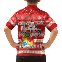 Custom Tonga Christmas Kid Hawaiian Shirt The Santa Coat of Arms with Ngatu and Snow Pattern LT03 - Polynesian Pride