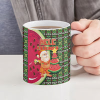 Hawaii Watermelon Mele Kalikimaka Ceramic Mug Tribal Pacific Pattern with Tropical Funny Santa Claus LT03 - Polynesian Pride