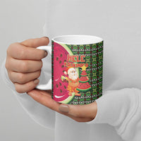 Hawaii Watermelon Mele Kalikimaka Ceramic Mug Tribal Pacific Pattern with Tropical Funny Santa Claus LT03 - Polynesian Pride
