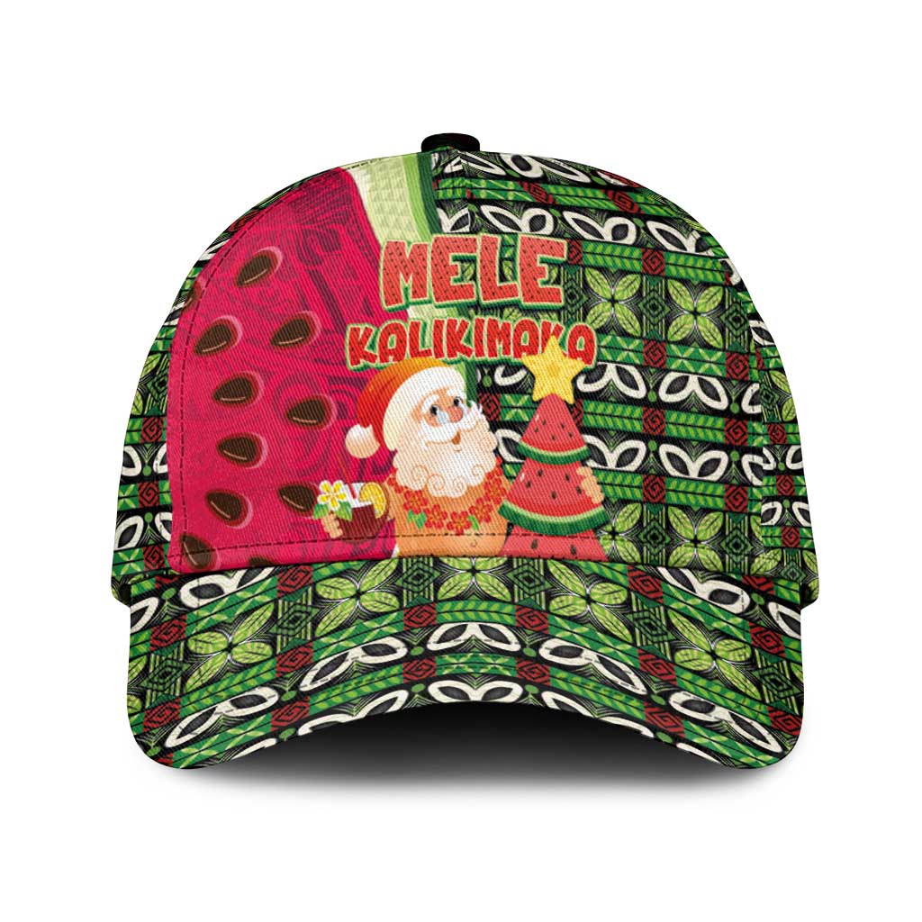 Hawaii Watermelon Mele Kalikimaka Classic Cap Tribal Pacific Pattern with Tropical Funny Santa Claus LT03 Universal Fit Multicolor - Polynesian Pride