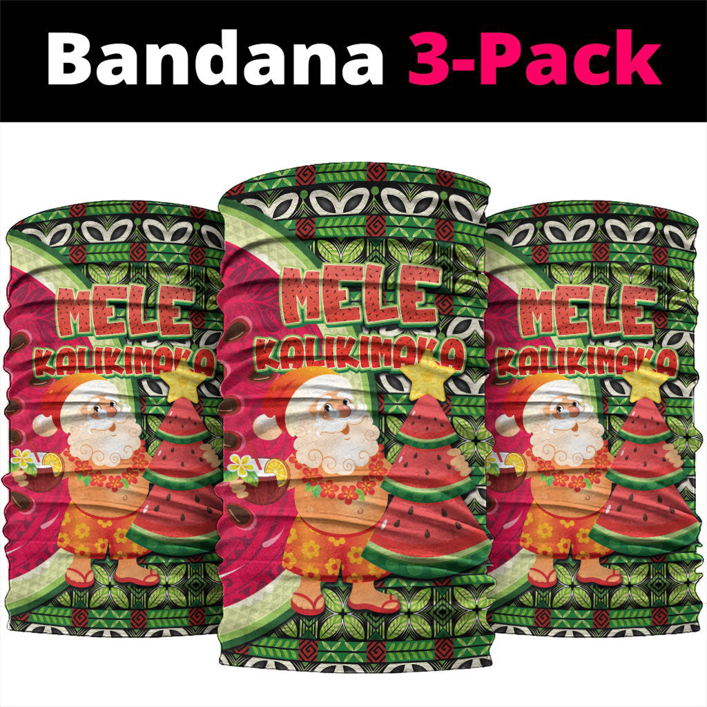 Hawaii Watermelon Mele Kalikimaka Neck Gaiter Tribal Pacific Pattern with Tropical Funny Santa Claus LT03 package One Size: 25*50cm Multicolor - Polynesian Pride