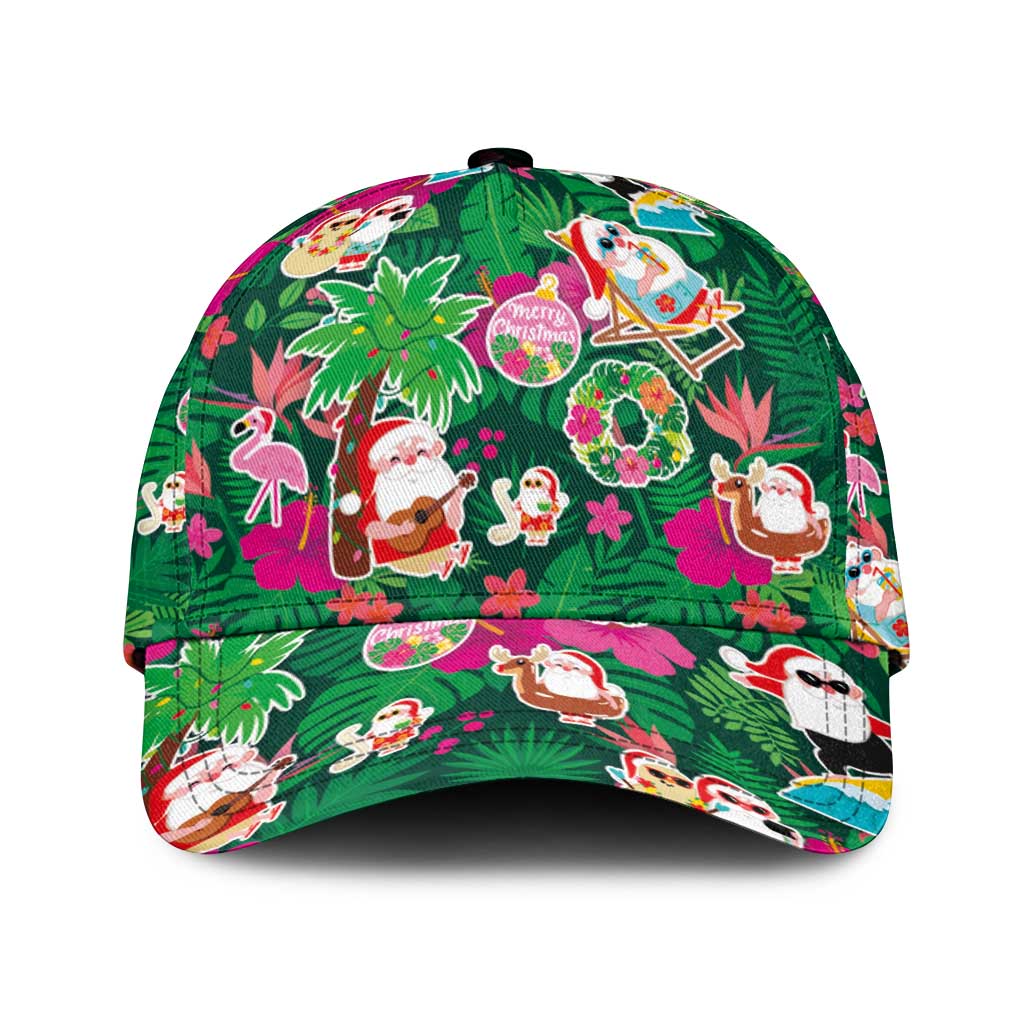 Hawaii Mele Kalikimaka Classic Cap Tropical Plants with Santa Claus LT03 Universal Fit Multicolor - Polynesian Pride
