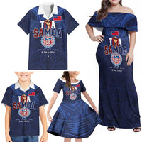 Custom Rugby Toa Samoa Family Matching Off Shoulder Maxi Dress and Hawaiian Shirt Champions Six Eight Five - Polynesian Pride