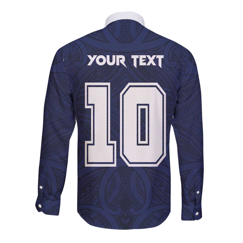 Custom Rugby Toa Samoa Long Sleeve Button Shirt Champions Six Eight Five - Polynesian Pride