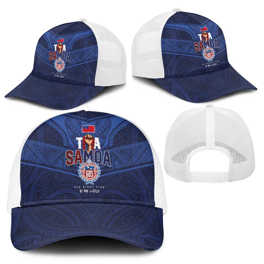 Custom Toa Samoa Rugby Mesh Trucker Cap Champions Six Eight Five - Polynesian Pride