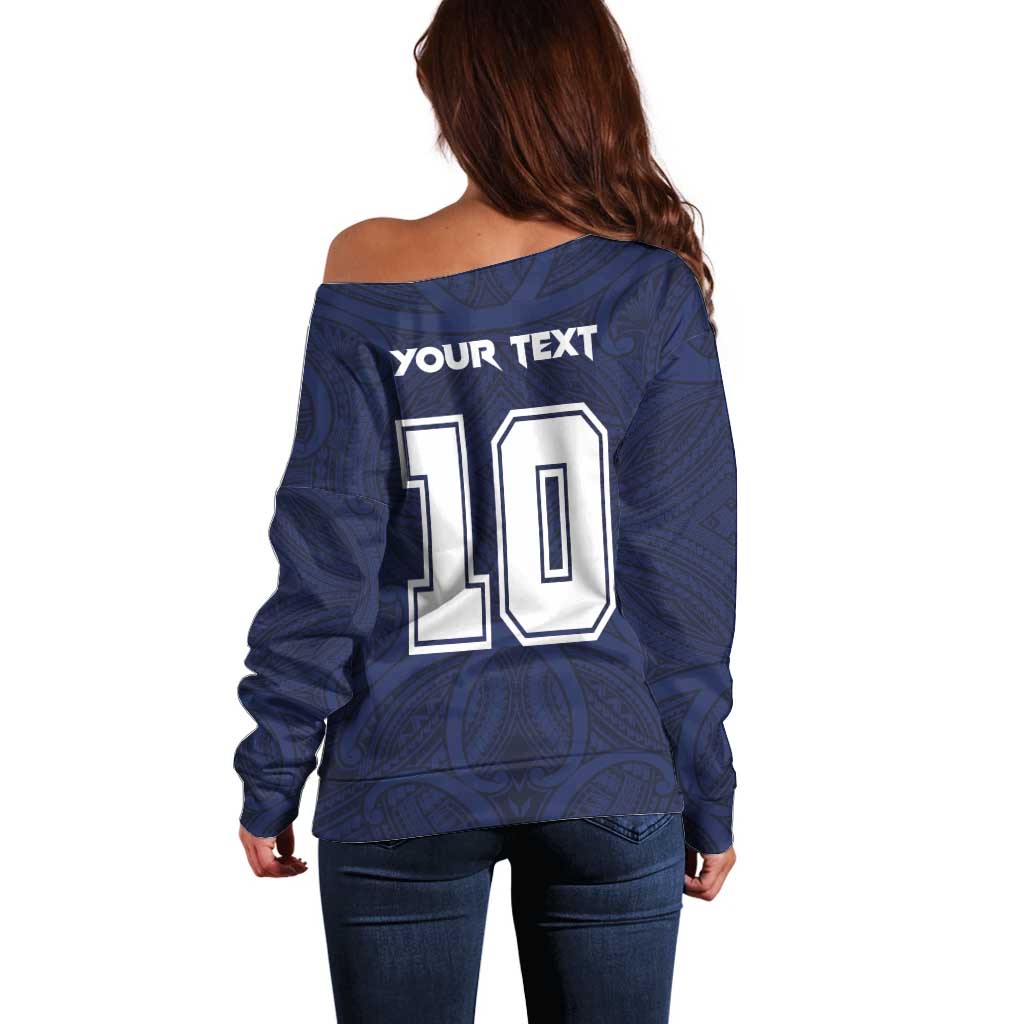 Custom Rugby Toa Samoa Off Shoulder Sweater Champions Six Eight Five - Polynesian Pride