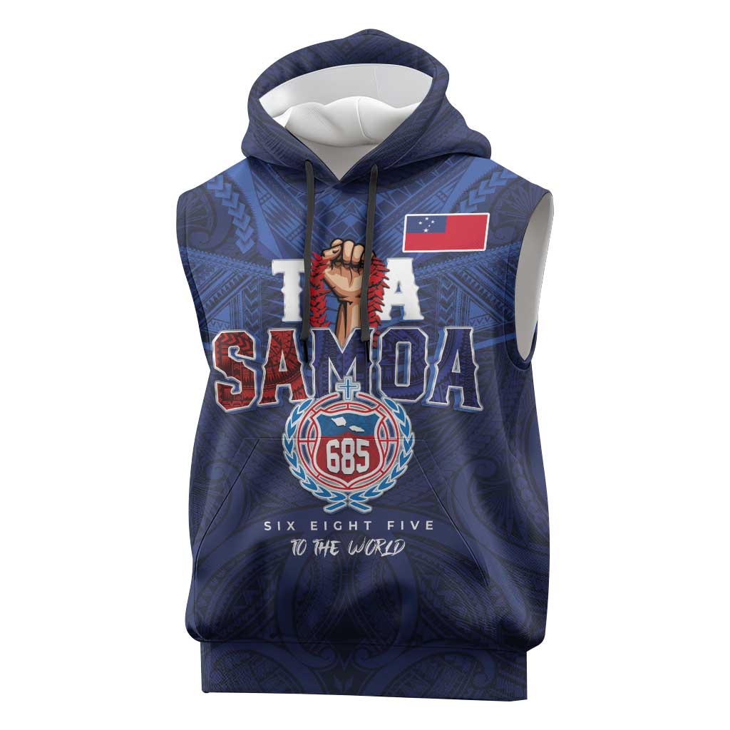 Custom Rugby Toa Samoa Sleeveless Hoodie Champions Six Eight Five - Polynesian Pride