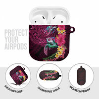 Hawaiian Plumeria and Hibiscus with Turtles AirPods Case Polynesian Art Red Color - Polynesian Pride