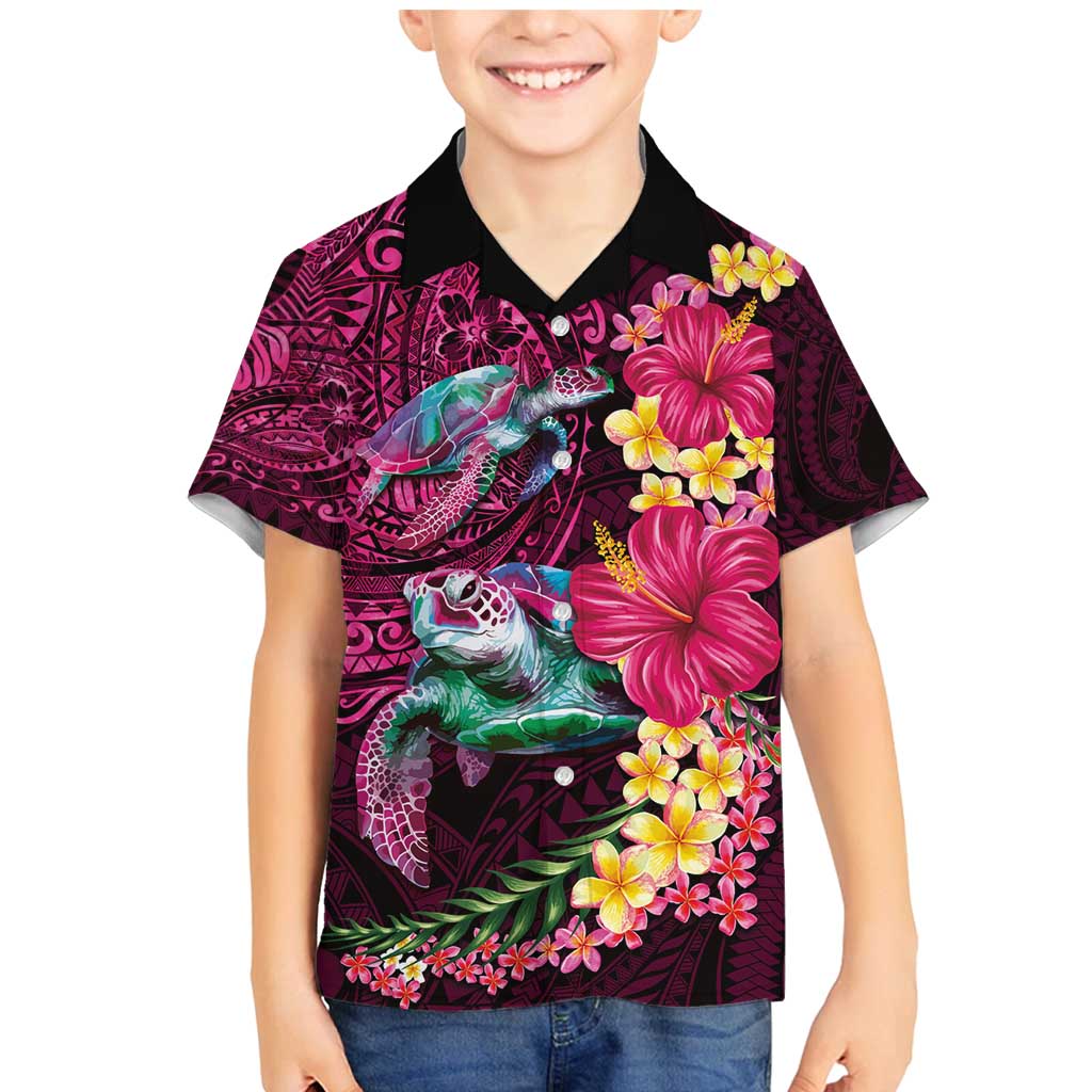 Hawaiian Plumeria and Hibiscus with Turtles Family Matching Mermaid Dress and Hawaiian Shirt Polynesian Art Red Color - Polynesian Pride