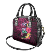 Hawaiian Plumeria and Hibiscus with Turtles Shoulder Handbag Polynesian Art Red Color - Polynesian Pride