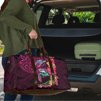 Hawaiian Plumeria and Hibiscus with Turtles Travel Bag Polynesian Art Red Color - Polynesian Pride