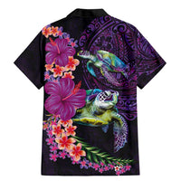 Hawaiian Plumeria and Hibiscus with Turtles Family Matching Mermaid Dress and Hawaiian Shirt Polynesian Art Purple Color - Polynesian Pride