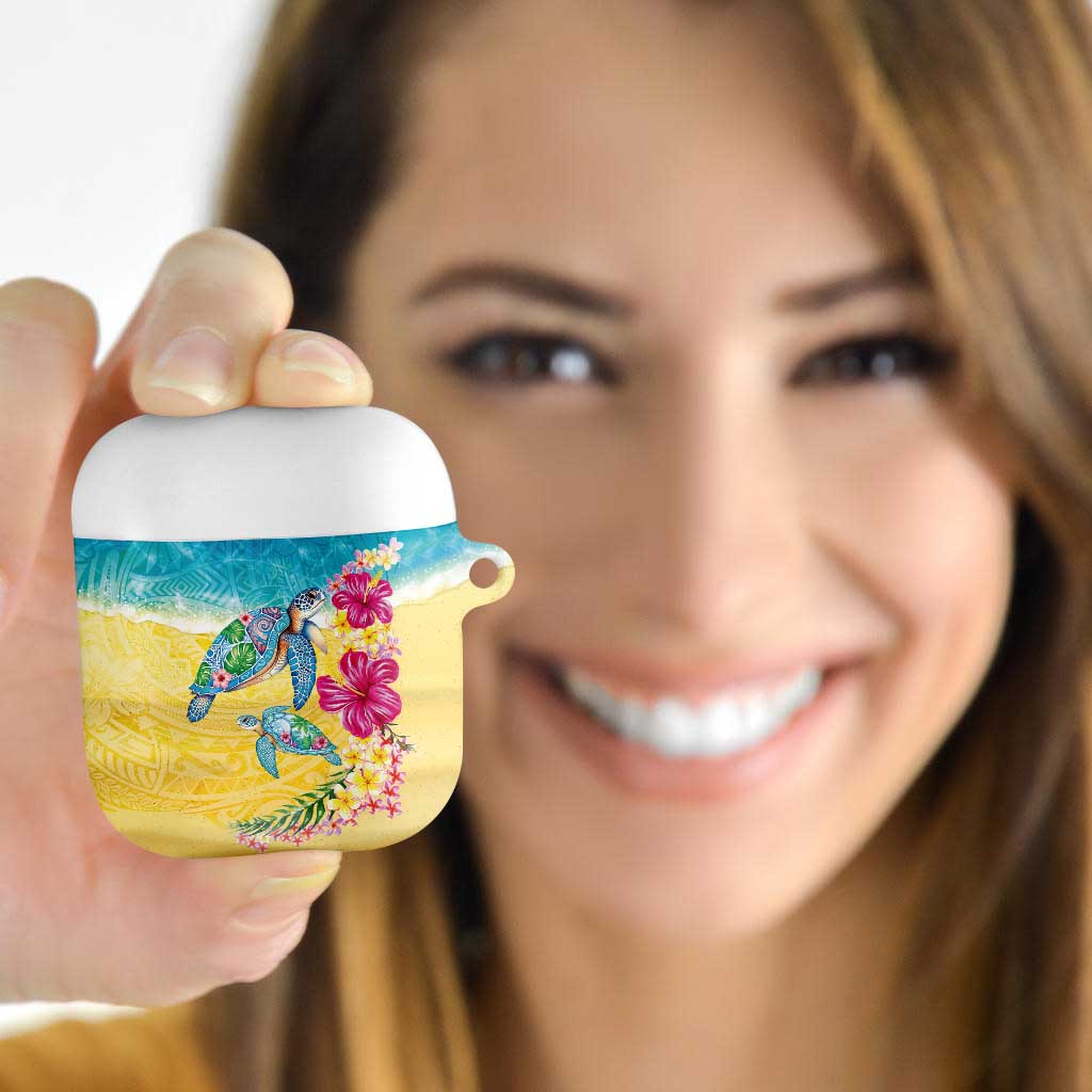 Hawaiian Tropical Plants Turtles AirPods Case Watercolor Style - Polynesian Pride