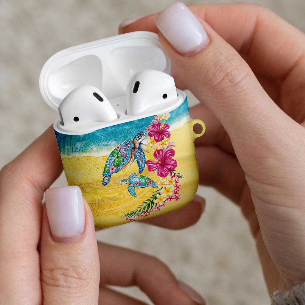 Hawaiian Tropical Plants Turtles AirPods Case Watercolor Style - Polynesian Pride