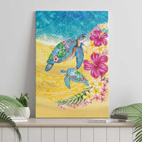 Hawaiian Tropical Plants Turtles Canvas Wall Art Watercolor Style - Polynesian Pride