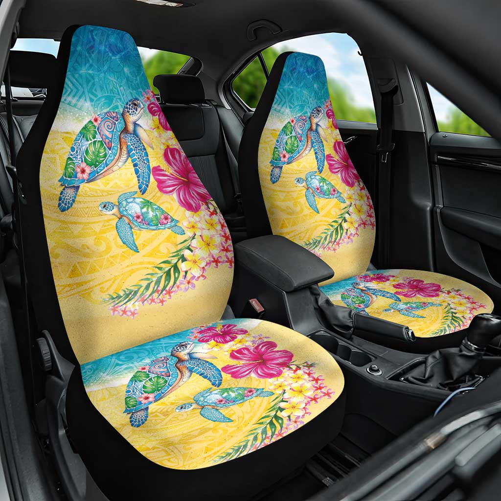 Hawaiian Tropical Plants Turtles Car Seat Cover Watercolor Style - Polynesian Pride