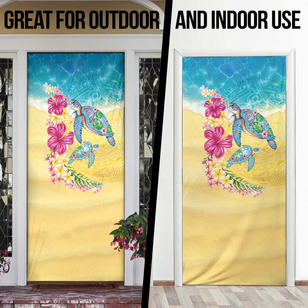 Hawaiian Tropical Plants Turtles Door Cover Watercolor Style - Polynesian Pride