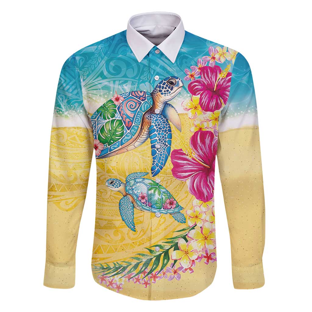 Hawaiian Tropical Plants Turtles Family Matching Mermaid Dress and Hawaiian Shirt Watercolor Style - Polynesian Pride