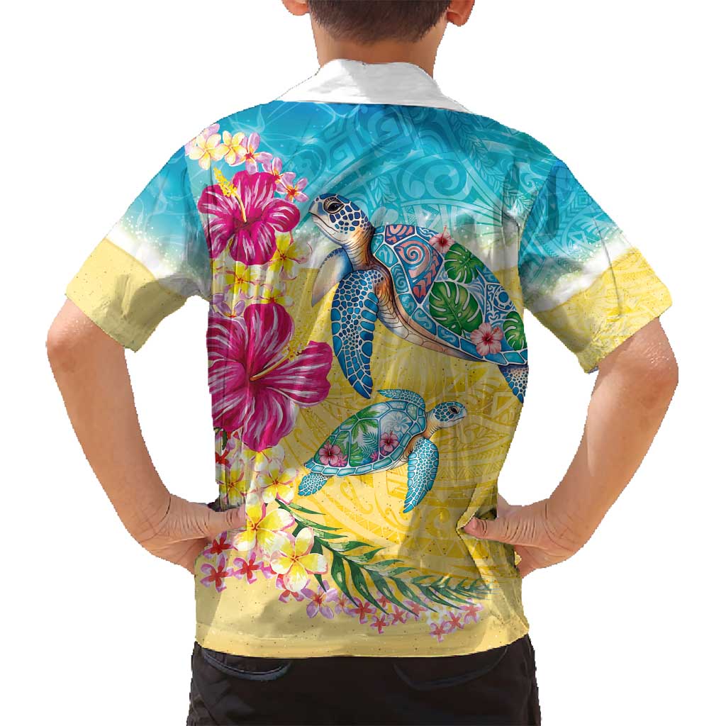 Hawaiian Tropical Plants Turtles Family Matching Puletasi and Hawaiian Shirt Watercolor Style - Polynesian Pride