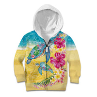 Hawaiian Tropical Plants Turtles Kid Hoodie Watercolor Style - Polynesian Pride