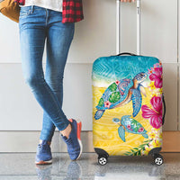 Hawaiian Tropical Plants Turtles Luggage Cover Watercolor Style - Polynesian Pride