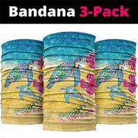 Hawaiian Tropical Plants Turtles Neck Gaiter Watercolor Style - Polynesian Pride