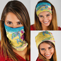Hawaiian Tropical Plants Turtles Neck Gaiter Watercolor Style - Polynesian Pride