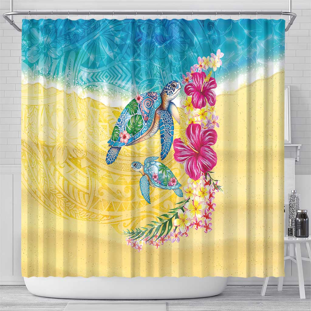 Hawaiian Tropical Plants Turtles Shower Curtain Watercolor Style LT03 - Polynesian Pride