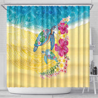 Hawaiian Tropical Plants Turtles Shower Curtain Watercolor Style LT03 - Polynesian Pride