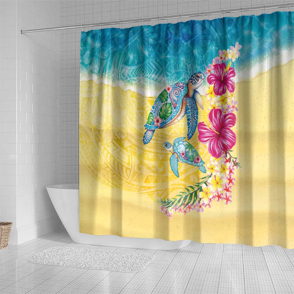 Hawaiian Tropical Plants Turtles Shower Curtain Watercolor Style LT03 - Polynesian Pride