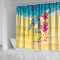Hawaiian Tropical Plants Turtles Shower Curtain Watercolor Style LT03 - Polynesian Pride