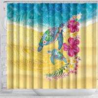 Hawaiian Tropical Plants Turtles Shower Curtain Watercolor Style LT03 - Polynesian Pride