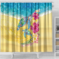 Hawaiian Tropical Plants Turtles Shower Curtain Watercolor Style LT03 - Polynesian Pride