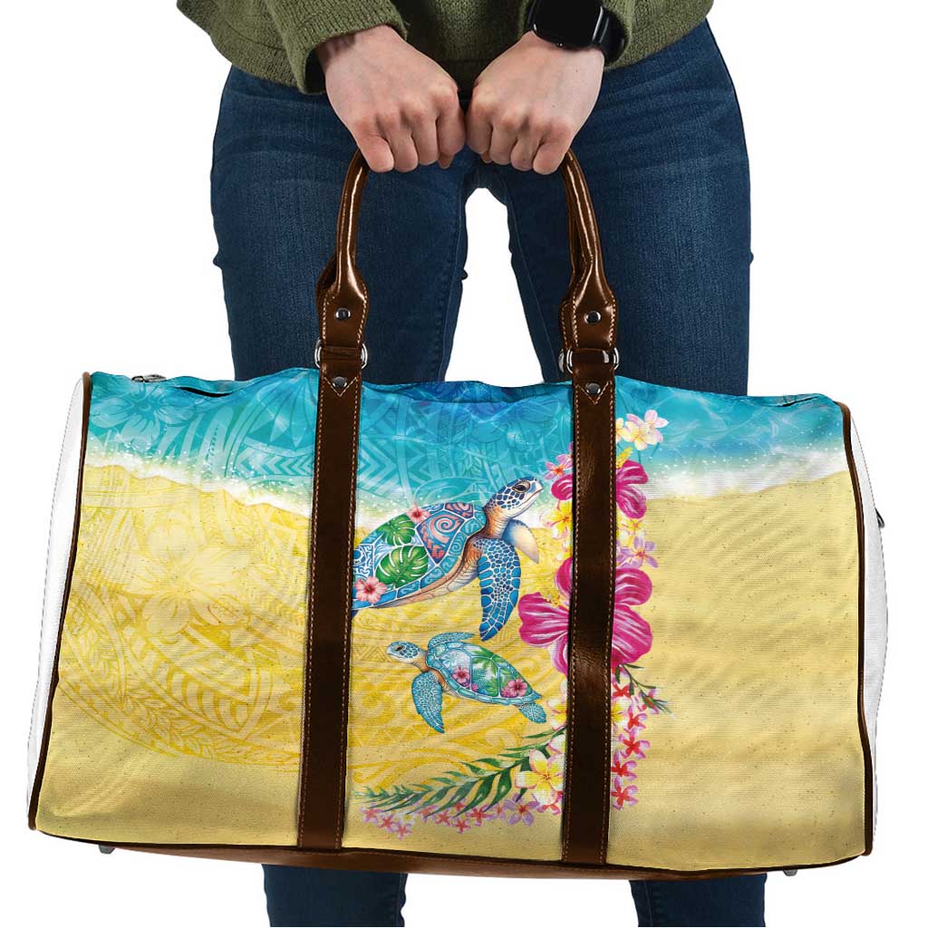 Hawaiian Tropical Plants Turtles Travel Bag Watercolor Style - Polynesian Pride