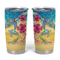 Hawaiian Tropical Plants Turtles Tumbler Cup Watercolor Style - Polynesian Pride